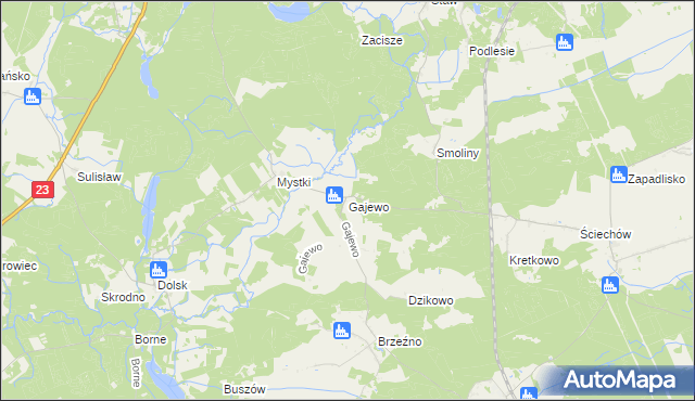 mapa Gajewo gmina Lubiszyn, Gajewo gmina Lubiszyn na mapie Targeo