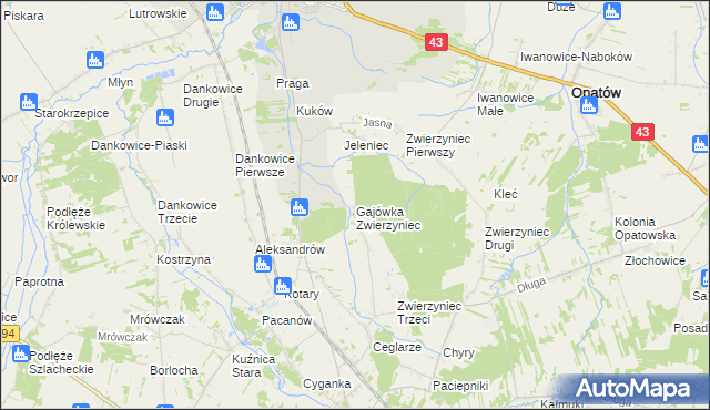 mapa Gajówka Zwierzyniec, Gajówka Zwierzyniec na mapie Targeo