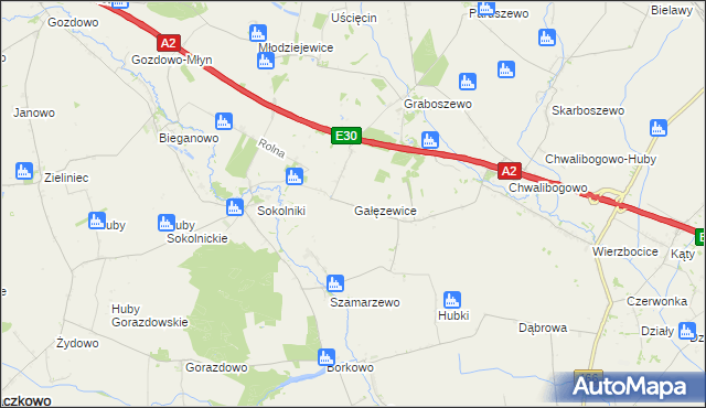 mapa Gałęzewice, Gałęzewice na mapie Targeo