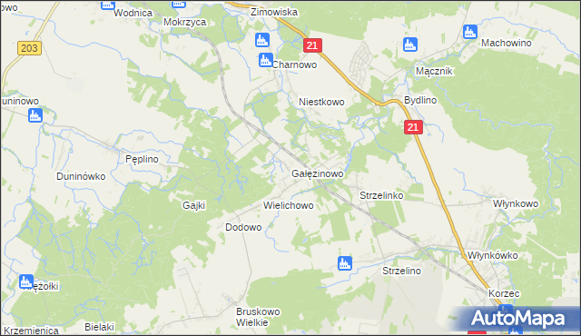mapa Gałęzinowo, Gałęzinowo na mapie Targeo