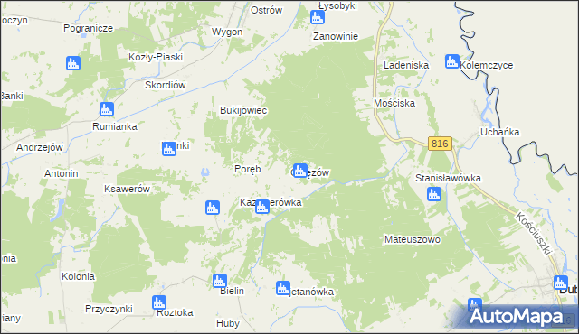 mapa Gałęzów gmina Żmudź, Gałęzów gmina Żmudź na mapie Targeo