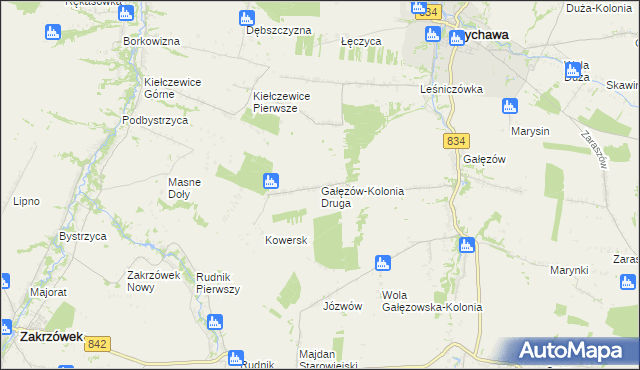 mapa Gałęzów-Kolonia Druga, Gałęzów-Kolonia Druga na mapie Targeo