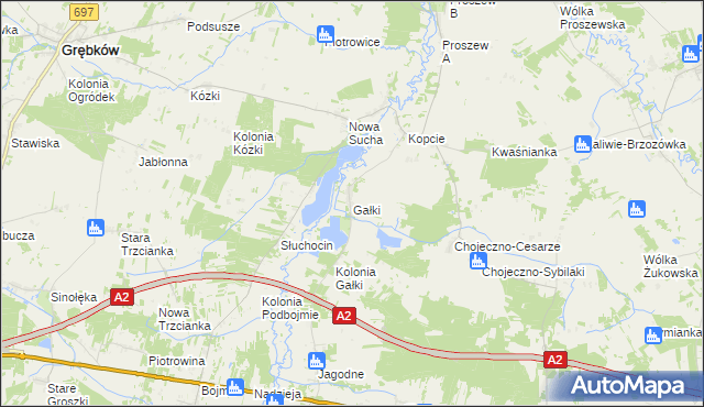 mapa Gałki gmina Grębków, Gałki gmina Grębków na mapie Targeo