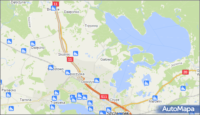 mapa Gałowo gmina Szczecinek, Gałowo gmina Szczecinek na mapie Targeo