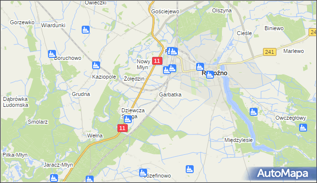 mapa Garbatka gmina Rogoźno, Garbatka gmina Rogoźno na mapie Targeo