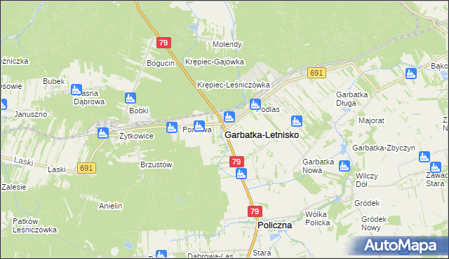 mapa Garbatka-Letnisko, Garbatka-Letnisko na mapie Targeo