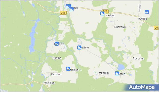 mapa Garbno gmina Polanów, Garbno gmina Polanów na mapie Targeo