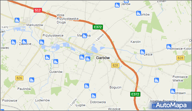 mapa Garbów powiat lubelski, Garbów powiat lubelski na mapie Targeo