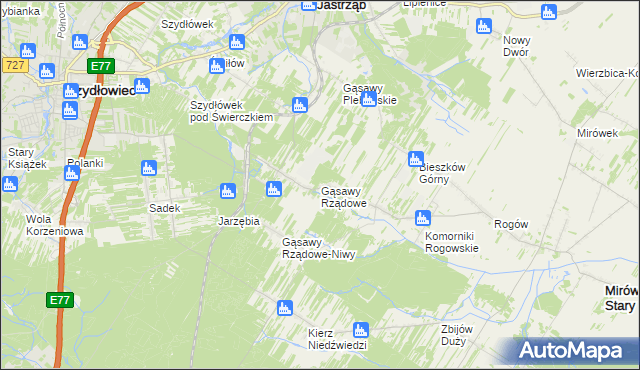 mapa Gąsawy Rządowe, Gąsawy Rządowe na mapie Targeo