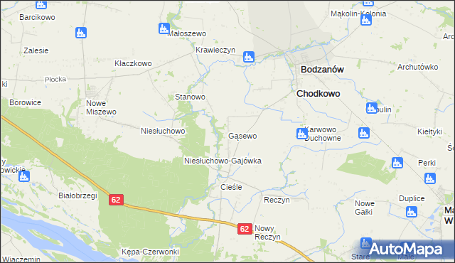 mapa Gąsewo gmina Bodzanów, Gąsewo gmina Bodzanów na mapie Targeo