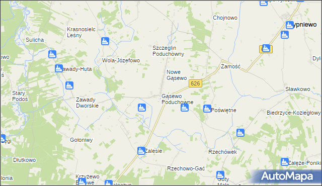 mapa Gąsewo Poduchowne, Gąsewo Poduchowne na mapie Targeo