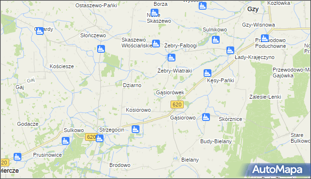 mapa Gąsiorówek, Gąsiorówek na mapie Targeo