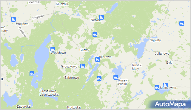 mapa Gąsiorowo gmina Purda, Gąsiorowo gmina Purda na mapie Targeo