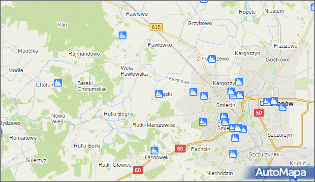 mapa Gąski gmina Ciechanów, Gąski gmina Ciechanów na mapie Targeo