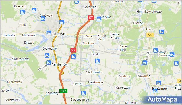 mapa Gąski gmina Tarczyn, Gąski gmina Tarczyn na mapie Targeo