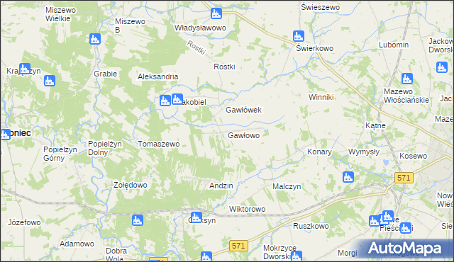 mapa Gawłowo, Gawłowo na mapie Targeo