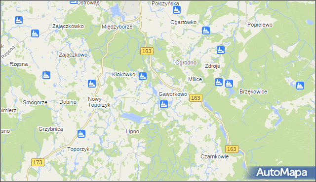 mapa Gaworkowo, Gaworkowo na mapie Targeo