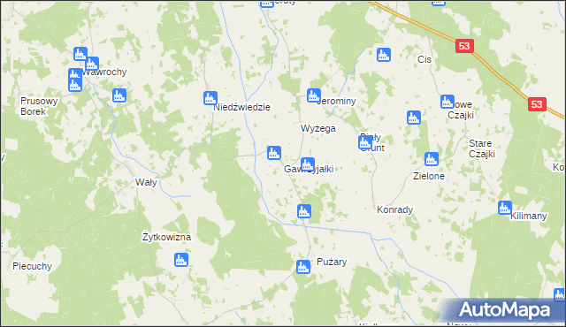 mapa Gawrzyjałki, Gawrzyjałki na mapie Targeo