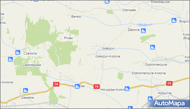 mapa Gdeszyn-Kolonia, Gdeszyn-Kolonia na mapie Targeo