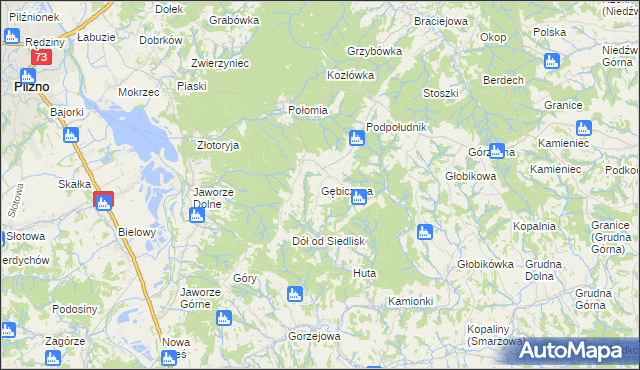 mapa Gębiczyna, Gębiczyna na mapie Targeo