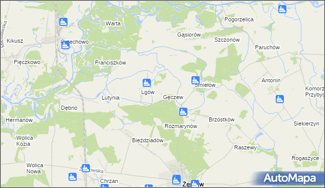 mapa Gęczew, Gęczew na mapie Targeo