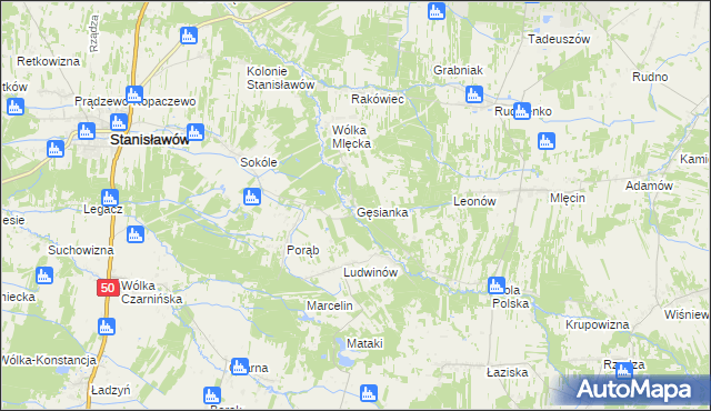 mapa Gęsianka, Gęsianka na mapie Targeo