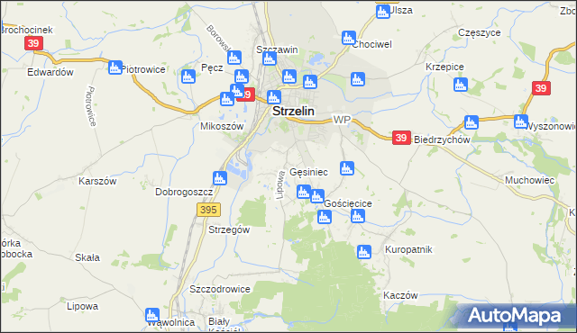 mapa Gęsiniec, Gęsiniec na mapie Targeo