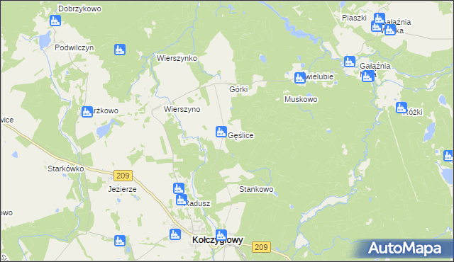 mapa Gęślice, Gęślice na mapie Targeo