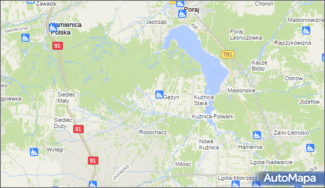 mapa Gęzyn, Gęzyn na mapie Targeo