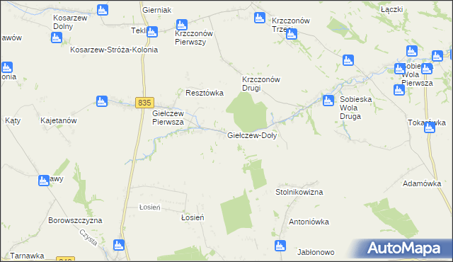 mapa Giełczew-Doły, Giełczew-Doły na mapie Targeo