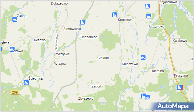 mapa Giełdoń, Giełdoń na mapie Targeo