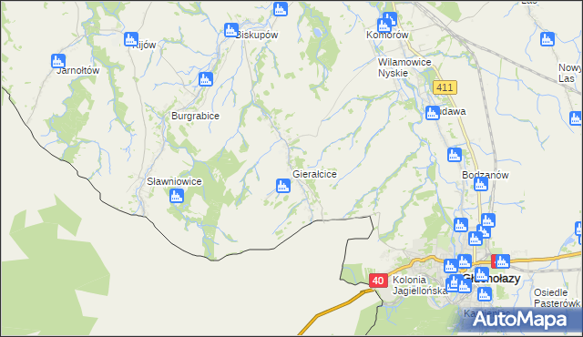 mapa Gierałcice gmina Głuchołazy, Gierałcice gmina Głuchołazy na mapie Targeo