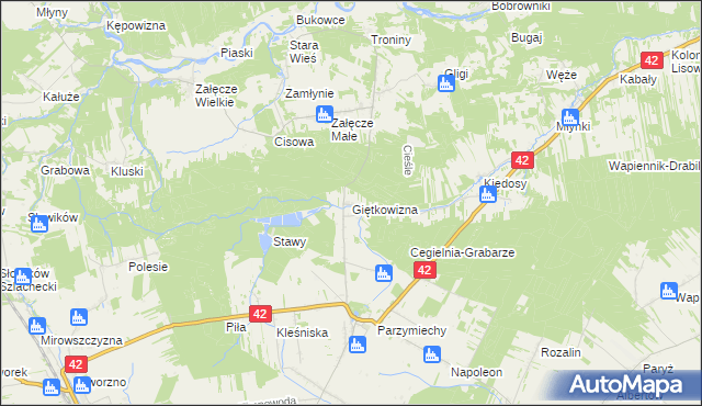 mapa Giętkowizna, Giętkowizna na mapie Targeo