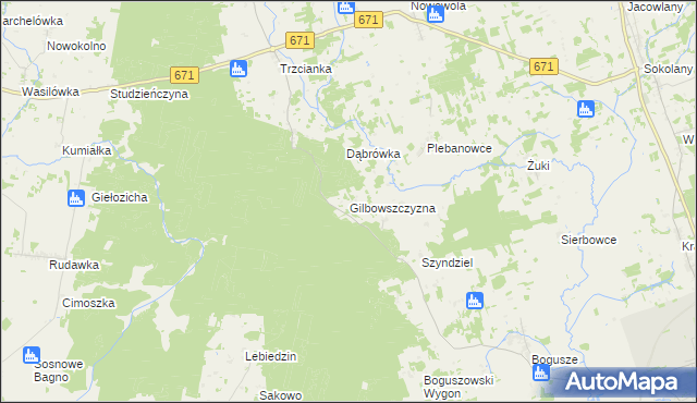 mapa Gilbowszczyzna, Gilbowszczyzna na mapie Targeo