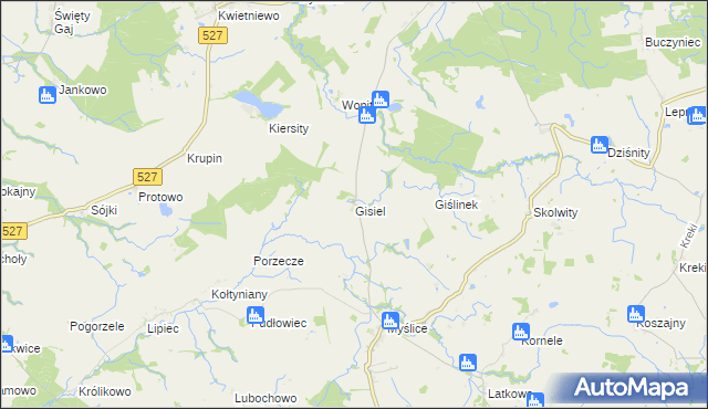 mapa Gisiel gmina Stary Dzierzgoń, Gisiel gmina Stary Dzierzgoń na mapie Targeo