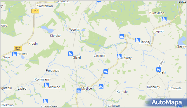 mapa Giślinek, Giślinek na mapie Targeo