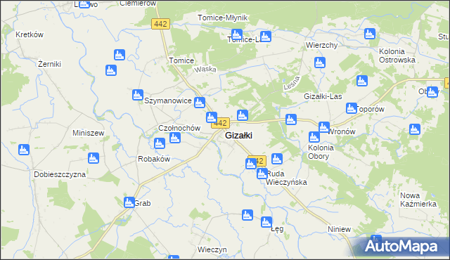 mapa Gizałki, Gizałki na mapie Targeo