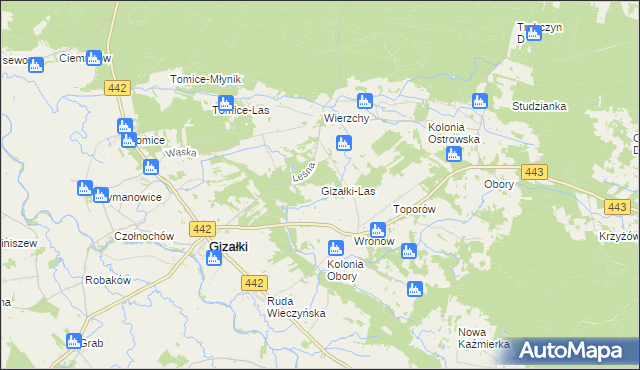 mapa Gizałki-Las, Gizałki-Las na mapie Targeo