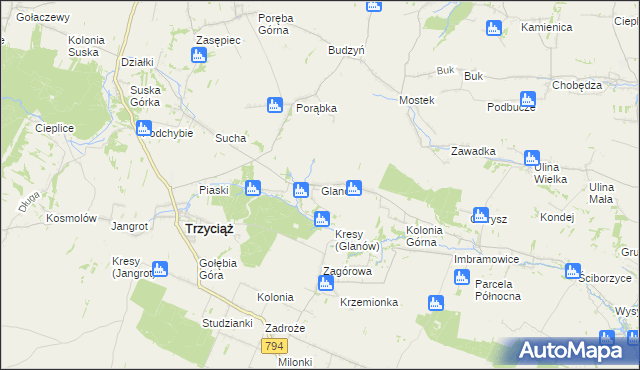 mapa Glanów, Glanów na mapie Targeo