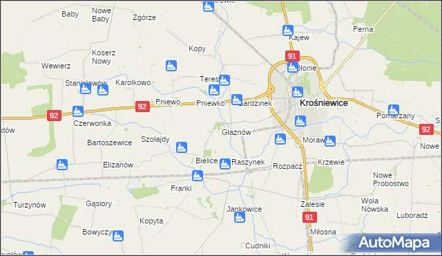 mapa Głaznów, Głaznów na mapie Targeo