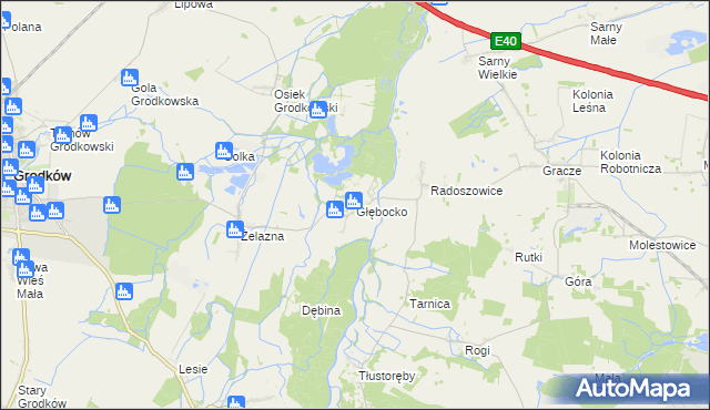 mapa Głębocko gmina Grodków, Głębocko gmina Grodków na mapie Targeo