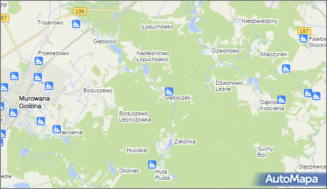 mapa Głęboczek gmina Murowana Goślina, Głęboczek gmina Murowana Goślina na mapie Targeo