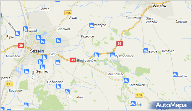 mapa Głęboka gmina Strzelin, Głęboka gmina Strzelin na mapie Targeo