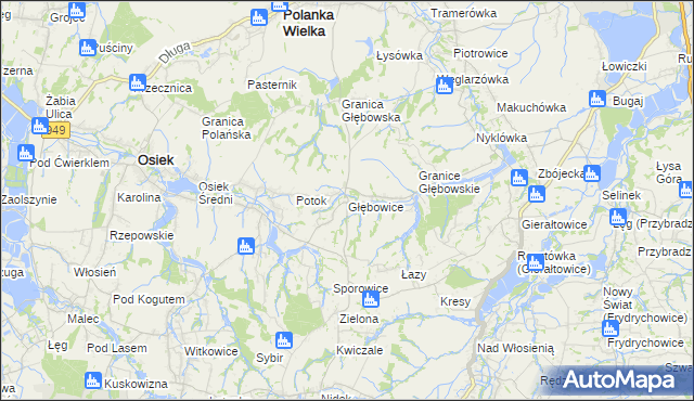 mapa Głębowice gmina Osiek, Głębowice gmina Osiek na mapie Targeo