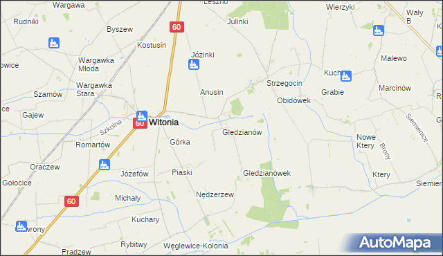 mapa Gledzianów, Gledzianów na mapie Targeo