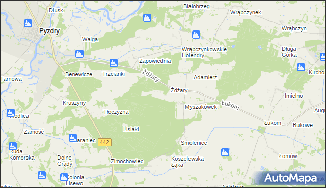 mapa Glinianki gmina Pyzdry, Glinianki gmina Pyzdry na mapie Targeo