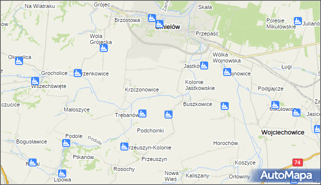 mapa Glinka gmina Ćmielów, Glinka gmina Ćmielów na mapie Targeo