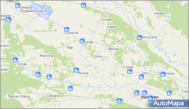 mapa Glinki gmina Baranowo, Glinki gmina Baranowo na mapie Targeo