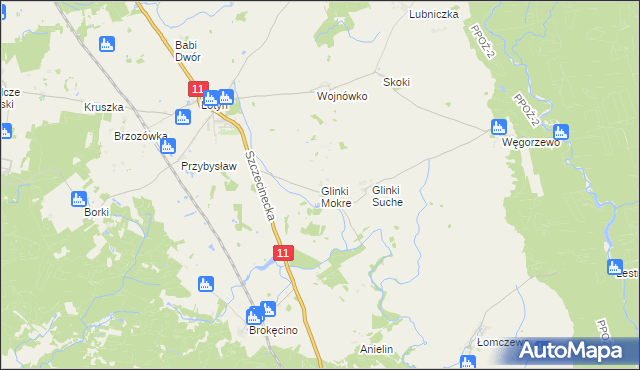 mapa Glinki Mokre, Glinki Mokre na mapie Targeo