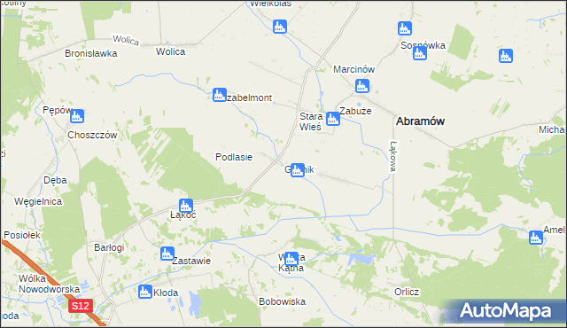 mapa Glinnik gmina Abramów, Glinnik gmina Abramów na mapie Targeo